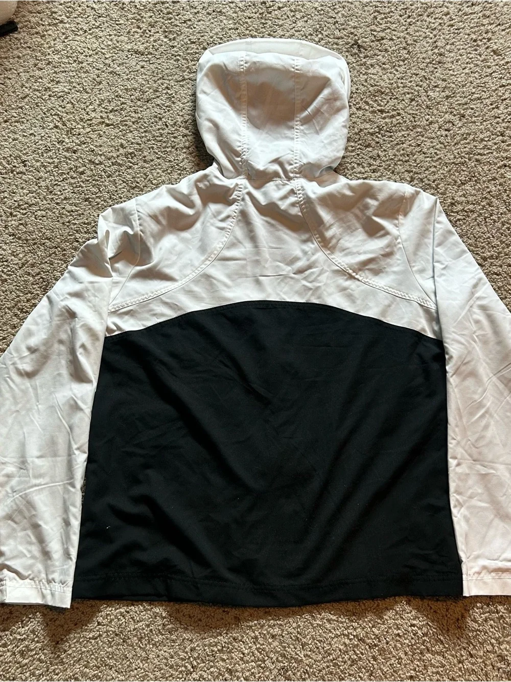 Nike White and Black Hooded Bomber Jacket